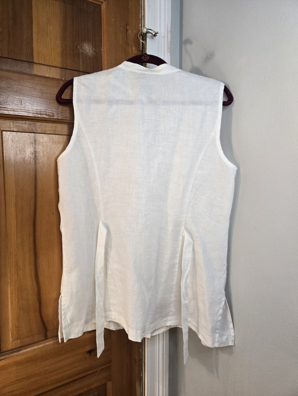 Kim Rogers White Sleeveless Embroidered Linen Button-Up Blouse Sz L - Picture 4 of 11